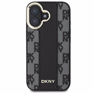 DKNY Checkered Pattern Magsafe iPhone 16:lle Suojakuori - Musta