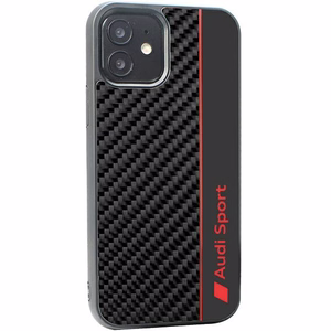 Audi Carbon Fiber Stripe Suojakuori iPhone 11 / Xr 6.1 musta/musta kova kuori AUS-TPUPCIP11-R8/D1-BK
