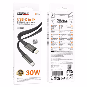 Borofone kaapeli BX124 Peace - Type C - Lighting - PD 30W 1 metri musta