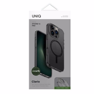 Uniq Clario kotelo iPhone 16 Pro 6.3" Magclick latauksella - savunharmaa