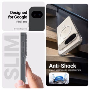 Crong Hybrid Clear Magnetic MagSafe-suojakuori Google Pixel 10a -puhelimelle, läpinäkyvä