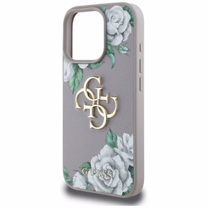 Guess Grained Roses Big 4G Logo Suojakuori iPhone 16 Pro:lle - violetti