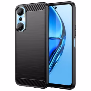Carbon Case joustava silikoninen hiilikuitusuojakuori Infinix Hot 20:lle musta