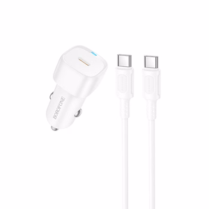 Borofone BZ34A Cloud -autolaturi - Type C - PD 20W ja Type C - Type C -kaapeli, valkoinen