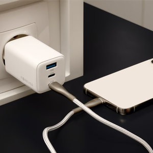 Forever TC-08-65ACC GaN PD QC charger 2x USB-C 1x USB 65W white