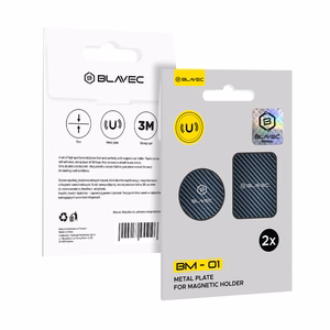 Blavec Metallilevysarja magneettipidikkeelle BM-01 2 kpl pyöreä (40mm) ja suorakulmainen (40x58mm) carbon