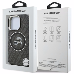 Karl Lagerfeld IML Glitter Karl & Choupette Heads Logo MagSafe Suojakuori iPhone 16 Pro Max - musta