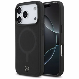 Mercedes Plain Smooth Nahkainen MagSafe Suojakuori iPhone 17 Pro:lle - Musta