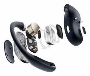 SHOKZ OpenFit Air kuulokemikrofoni langaton korvakoukulla puhelut/musiikki/urheilu/arkikäyttö Bluetooth musta