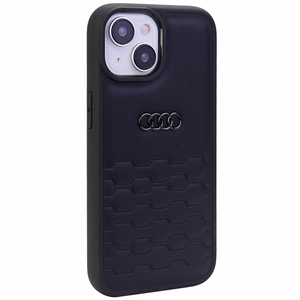 Audi GT synteettinen nahkasuojakuori iPhone 15 Plus:lle - musta