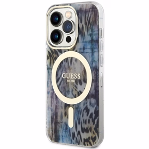 Guess GUHMP14XHLEOPWB iPhone 14 Pro Max 6.7 sininen/sininen suojakuori Leopard MagSafe