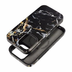 Case for iPhone 16 Forcell F-Protect Mirage compatible with Magsafe Military Drop-Test black marble