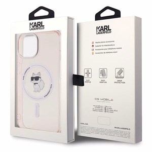 Karl Lagerfeld IML Choupette MagSafe Suojakuori iPhone 15:lle - vaaleanpunainen