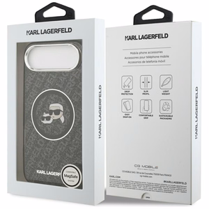 Karl Lagerfeld IML Glitter Karl & Choupette Heads Logo MagSafe -suojakuori iPhone Air - musta