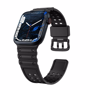 Triple Protection Hihna Apple Watch 38 / 40 / 41 mm ranneke - musta