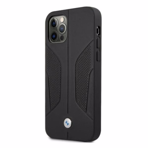 BMW Nahka rei'itetyt sivut Kotelo iPhone 12 / iPhone 12 Pro - musta