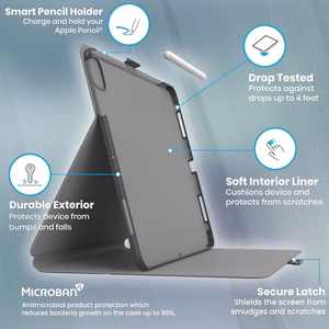 Speck Balance Folio case for iPad Pro 11" M5 (2025) / M4 (2024), black