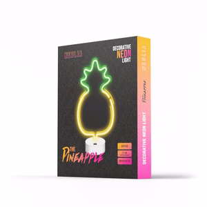 Neon LED jalustalla PINEAPPLE keltainen vihreä NNE05 Neolia