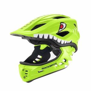 Rockbros TT-32004 Shark lasten pyöräilykypärä irrotettavalla leukasuojalla, koko M (54-58) - vihreä