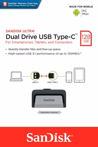 SanDisk muistitikku 128GB USB-A / USB-C Ultra Dual Drive 150 MB/s