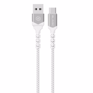 Blavec kaapeli Raptor punottu - USB - Type C - 3A 1 metri Apple CarPlay/Android Auto (CRA-UC3WS10) valkoinen-hopea