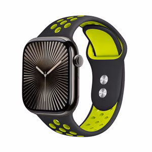 Crong Duo Sport ranneke Apple Watch 38 / 40 / 41 / 42 mm -kellolle, musta ja limenvihreä