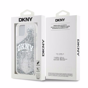 DKNY Liquid Glitter Big Logo Suojakuori iPhone 15 / 14 / 13:lle - valkoinen