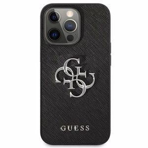 Guess Saffiano 4G Metal Logo suojakuori iPhone 13 Pro / 13 6.1":lle - musta