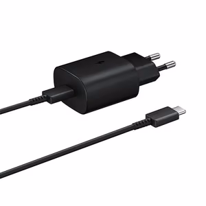 Samsung 25W EP-TA800EBE USB-C seinälaturi Samsung EP-DA705BBE USB-C / USB-C kaapelilla vaihtovaara pakkauksessa - Musta