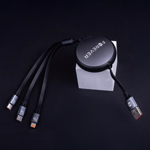 Forever 3in1 kaapeli USB - Lightning + 2x USB-C 1,2 m 100W musta