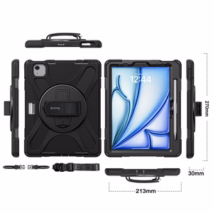 Crong Defender Plus -järeä suojakuori seuraaville malleille: iPad Air 11″ (M2/M3/M4, 2024–2026), iPad Air 10,9″ (4./5. sukupolvi) ja iPad Pro 11″ (2021/2022), musta