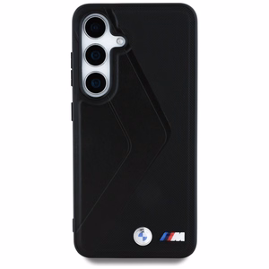 BMW Nahkainen Oversized Stripes MagSafe Suojakuori Samsung Galaxy S25:lle - musta