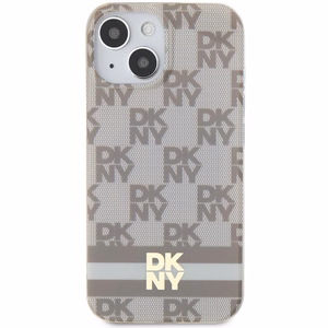 DKNY IML Ruudullinen Mono-kuvio ja Painetut Raidat MagSafe Suojakuori iPhone 15 / 14 / 13:lle - beige