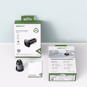 Acefast auton laturi 38W USB Type C / USB, PPS, Power Delivery, Quick Charge 3.0, AFC, FCP musta (B1 black)