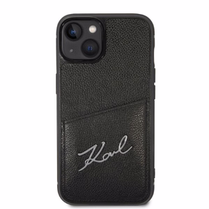 Karl Lagerfeld Signature Logo Cardslot suojakuori iPhone 14 Plus:lle - musta