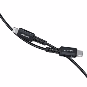 Acefast C4-01 Lightning - USB-C PD kaapeli 30W 3A 480Mb/s 1.8m - musta