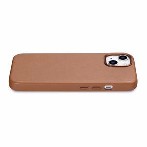 iCarer Kotelo Nahkakotelo Suojus iPhone 14 Plus ruskea (MagSafe-yhteensopiva)