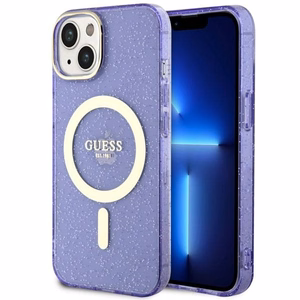 Guess GUHMP14MHCMCGU iPhone 14 Plus 6.7 violetti/violetti suojakuori Glitter Gold MagSafe