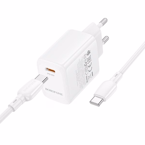 Borofone Wall charger BN26 Fuente - Type C - PD 20W with Type C to Type C cable white