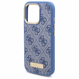 Guess 4G Logo Plate MagSafe Suojakuori iPhone 16 Pro:lle - sininen