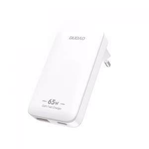 Dudao A65Q 65W GaN matkalataus seinälaturi USB-A / USB-C PD erittäin ohut EU / US - Valkoinen