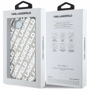 Karl Lagerfeld IML Repeat Logo Alkuperäinen Pussi iPhone 17e/16e:lle - Hopeinen