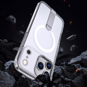 Hybrid Armor X Suojakuori jalustalla iPhone 17 Pro:lle, yhteensopiva MagSafen kanssa - läpinäkyvä