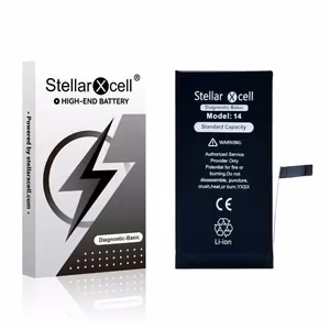 StellarXcell Diagnostic -akku Apple iPhone 14 -puhelimeen, 3280 mAh (vakiokapasiteetti + laadukas BMS-kopio)