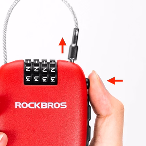 Rockbros 32420981001 pyöränlukko sisäänkelautuvalla vaijerilla, punainen