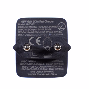 Joyroom fast GaN charger 65W USB-A, 2x USB-C black + USB-C - USB-C cable 100W 1.2m (TCG01)