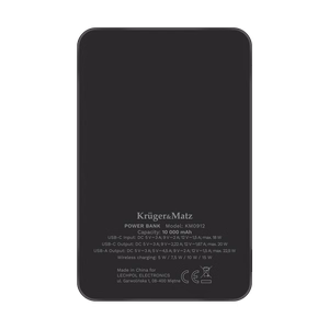 Krüger&Matz magneettinen langaton varavirtalähde, 10000 mAh, musta