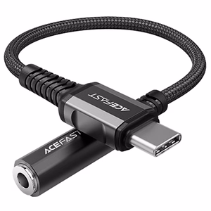 Acefast äänikaapeli USB Type C - 3,5mm mini jack (naaras) 18cm, DAC, AUX musta (C1-07 musta)
