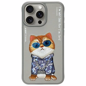Nimmy Glasses Cool Cat Suojakuori iPhone 15 Pro:lle - harmaa