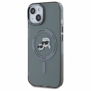Karl Lagerfeld KLHMP15SHLSKCK iPhone 15 6.1" musta/musta kovakuori IML Metal Karl&Choupette Head MagSafe